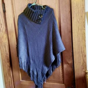 Cableknit Poncho, Cowlneck Medium Weight